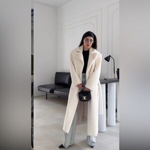 Natural Sheepskin Shearling Coat – Cream / Belted / Extremely Warm